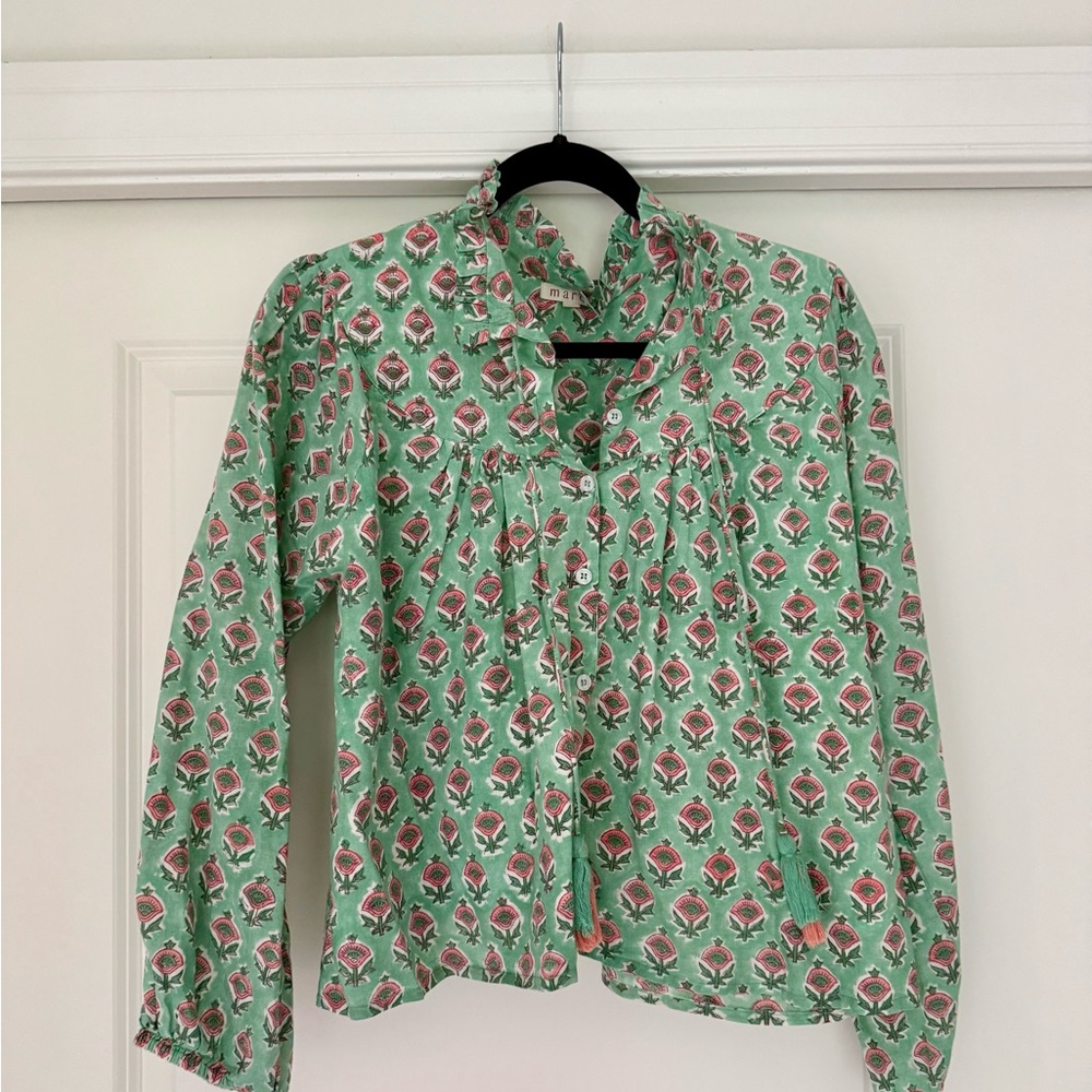 AREA Green Floral Blouse
